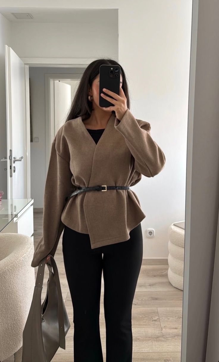 Menteaux ceinturé veste Wrap col en v