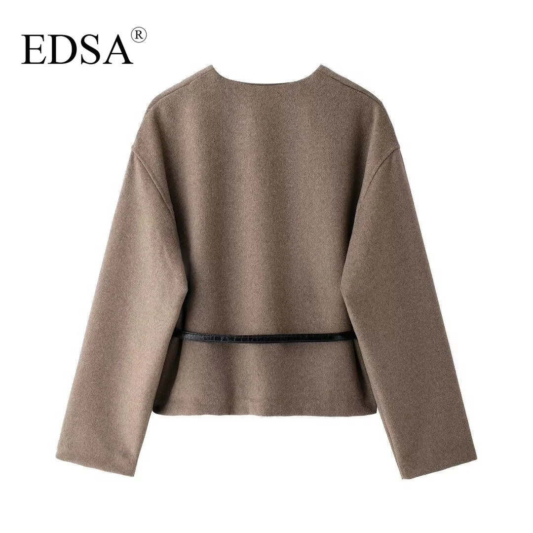 Menteaux ceinturé veste Wrap col en v