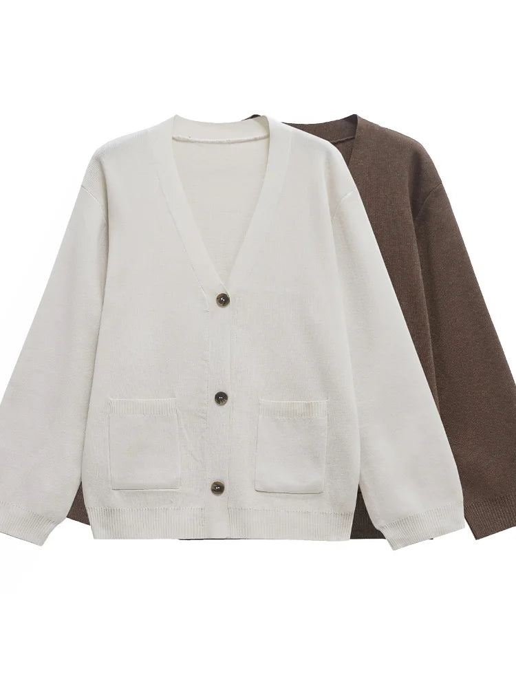 Cardigan ample tricoté à col en v