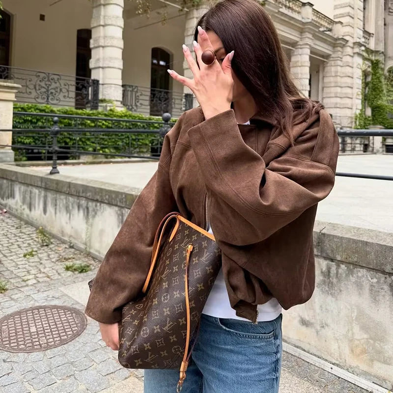 Veste femme automne 2025 – manches chauve-souris, coupe ample et élégante