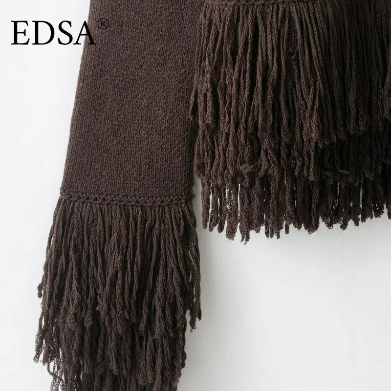 Cardigan tricoté à franges