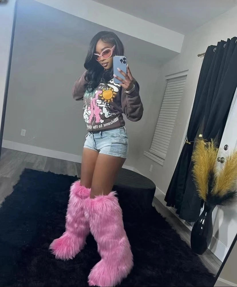 Bottes a fausse fourrure