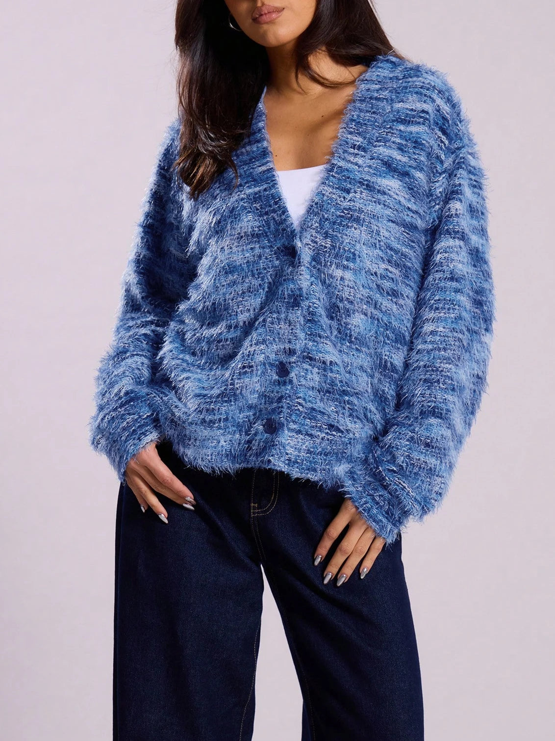 Cardigan rayé à épaules tombantes