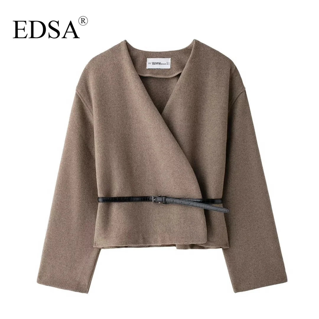 Menteaux ceinturé veste Wrap col en v