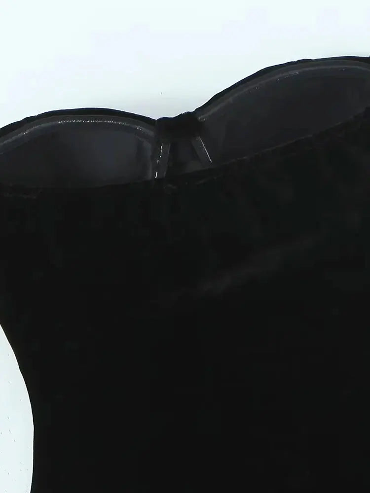 Body en velours sans bretelles