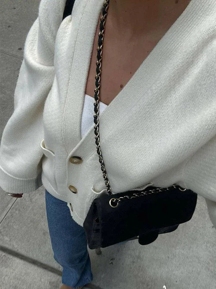 Cardigan ample tricoté à col en v