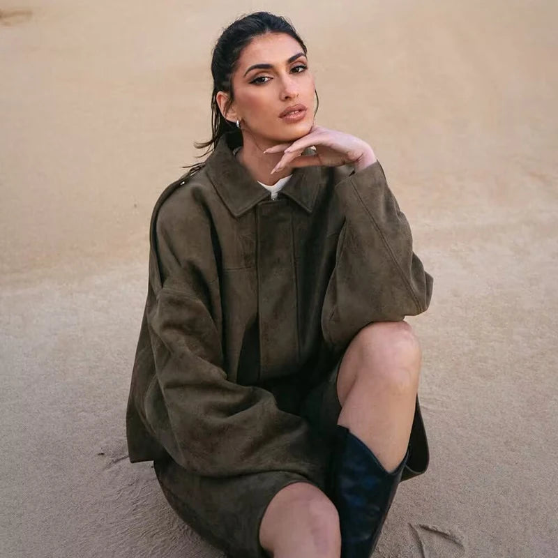 Veste femme automne 2025 – manches chauve-souris, coupe ample et élégante