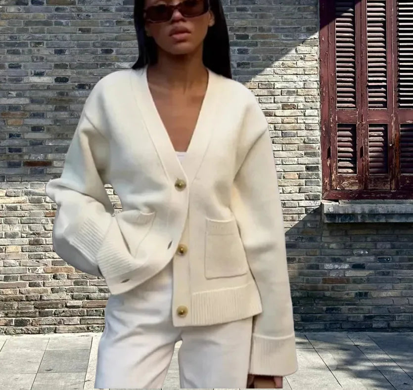 Cardigan ample tricoté à col en v