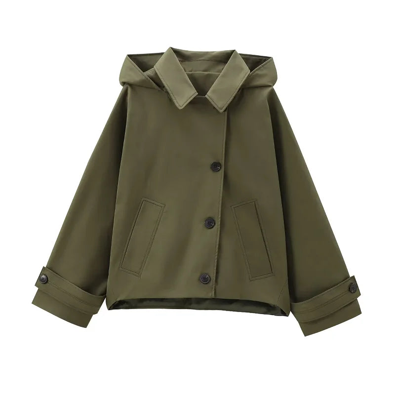Trench court à capuche pour femme – léger et élégant