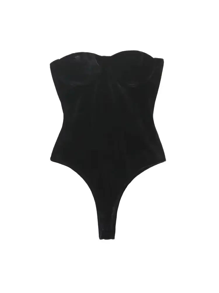 Body en velours sans bretelles