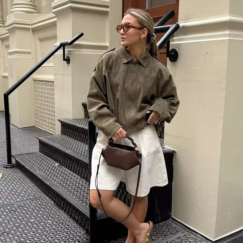 Veste femme automne 2025 – manches chauve-souris, coupe ample et élégante
