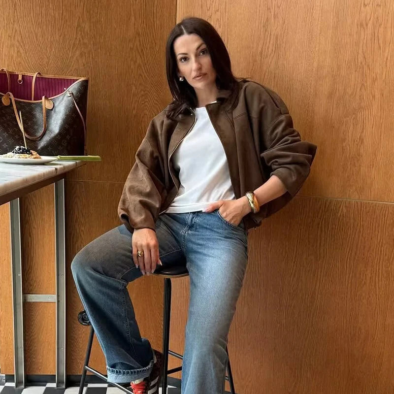 Veste femme automne 2025 – manches chauve-souris, coupe ample et élégante