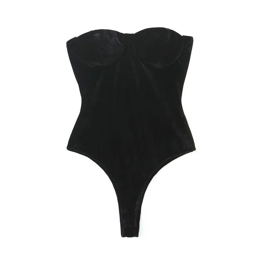 Body en velours sans bretelles