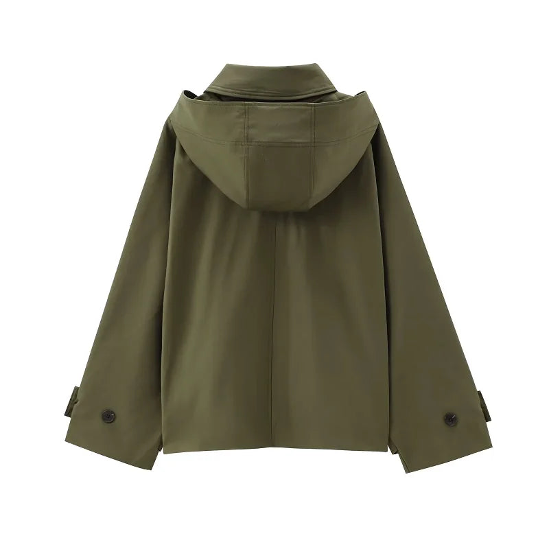 Trench court à capuche pour femme – léger et élégant