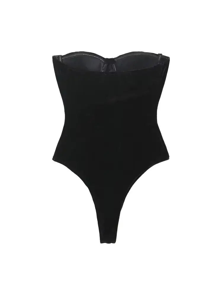 Body en velours sans bretelles