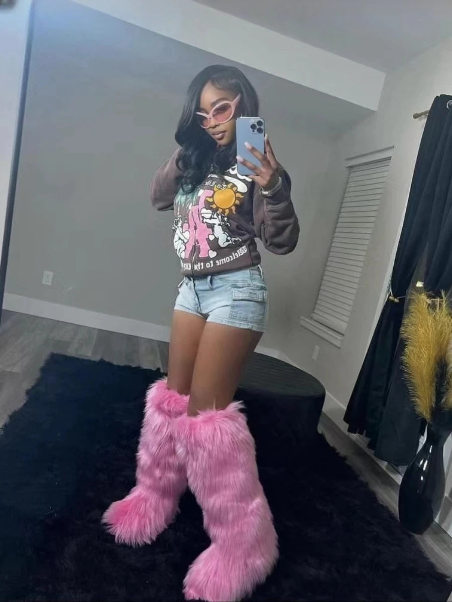 Bottes a fausse fourrure
