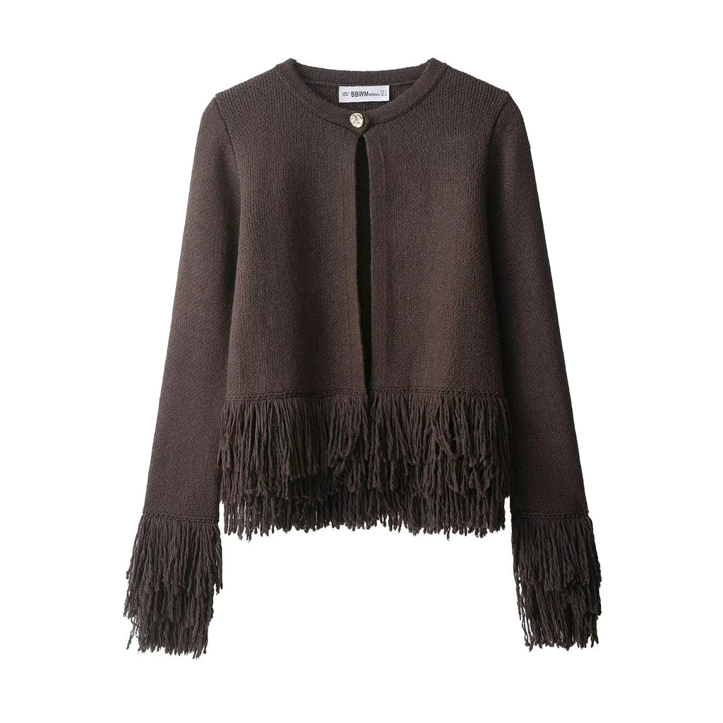 Cardigan tricoté à franges